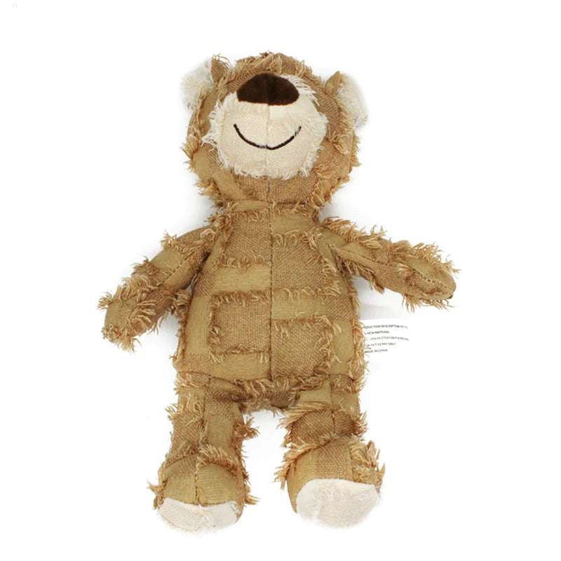 Patchwork Bear Squeaky Chew Toy