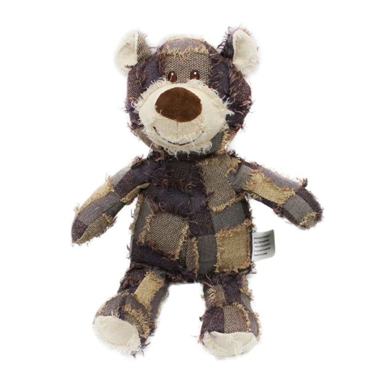 Patchwork Bear Squeaky Chew Toy