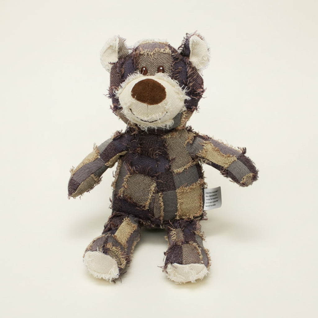 Patchwork Bear Squeaky Chew Toy