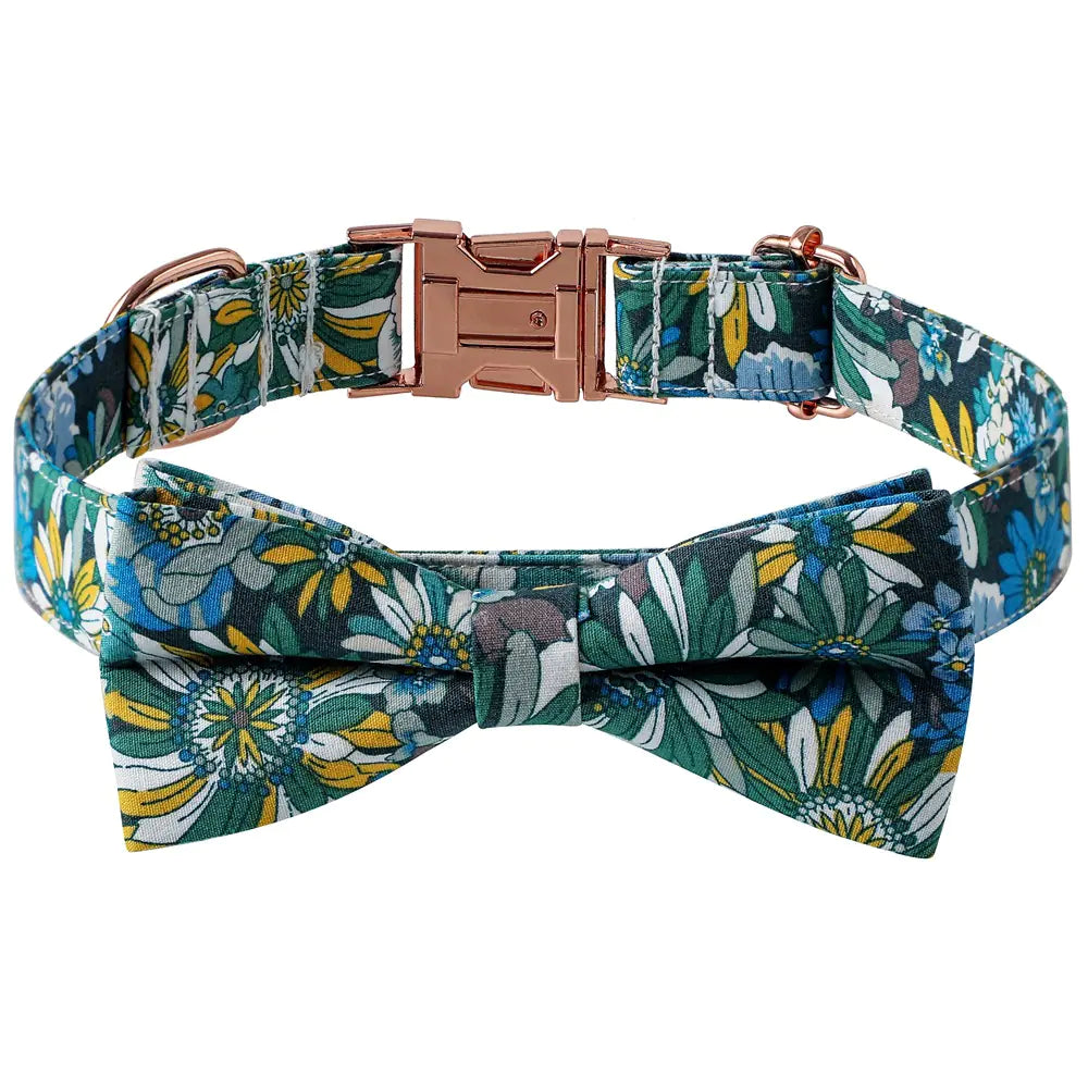 Floral Bow-tie Dog Collar