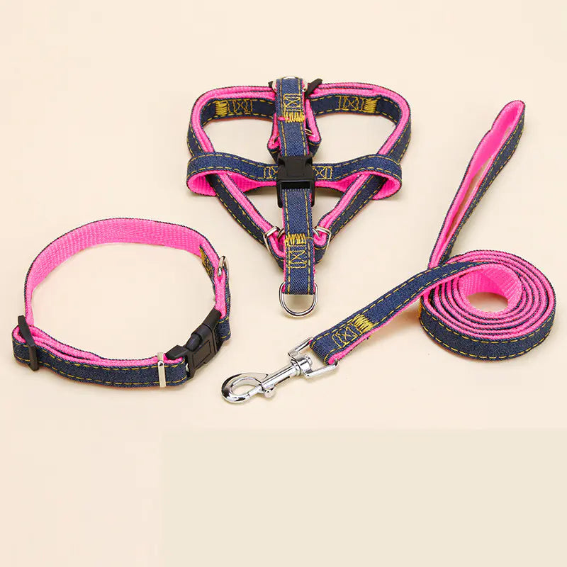 Denim Leash & Harness Set