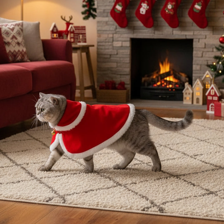 Cat red Christmas cloak