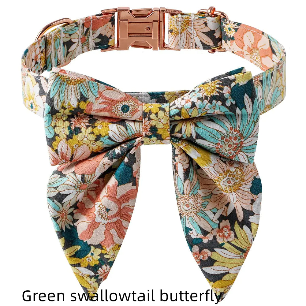 Floral Bow-tie Dog Collar