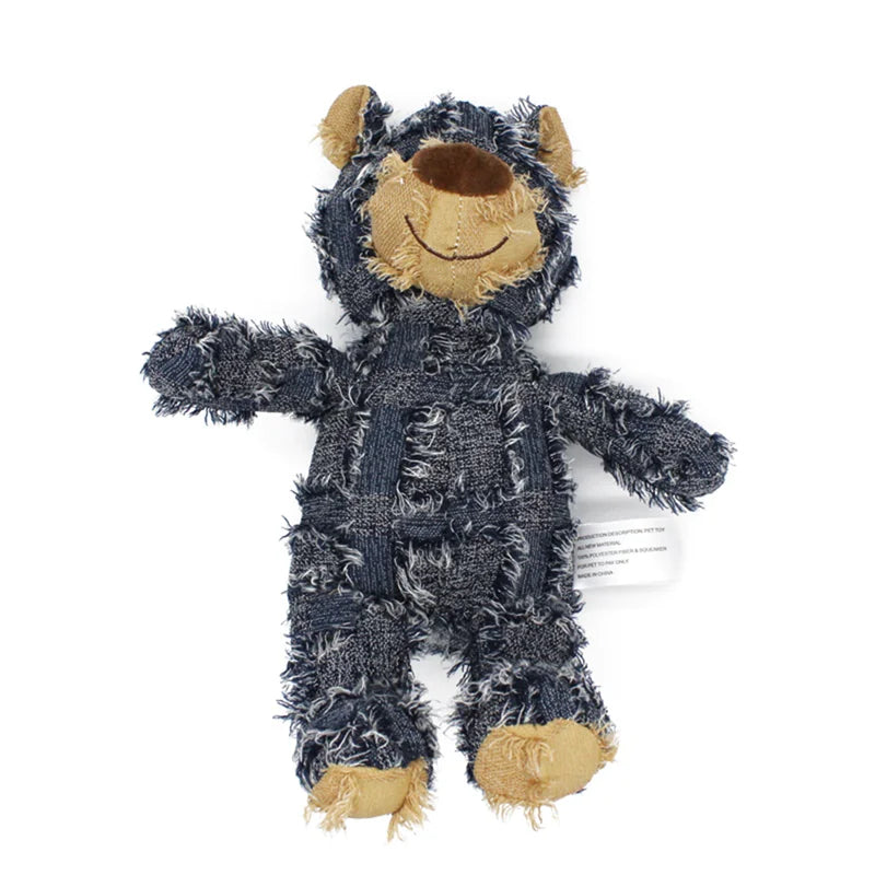 Patchwork Bear Squeaky Chew Toy