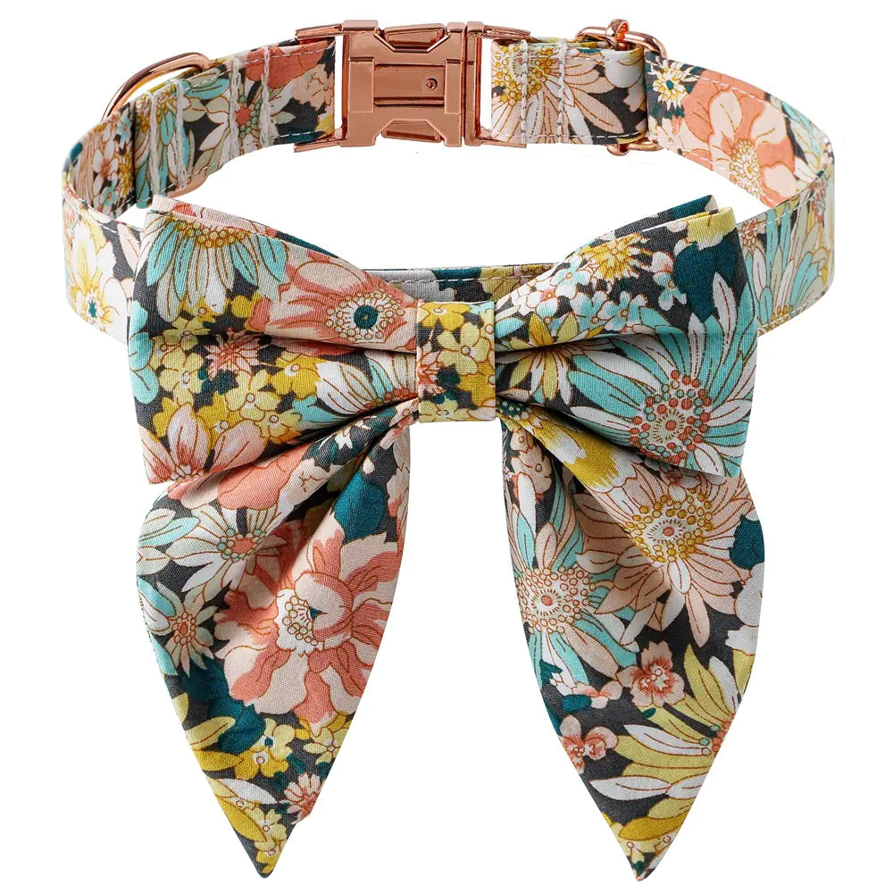 Floral Bow-tie Dog Collar