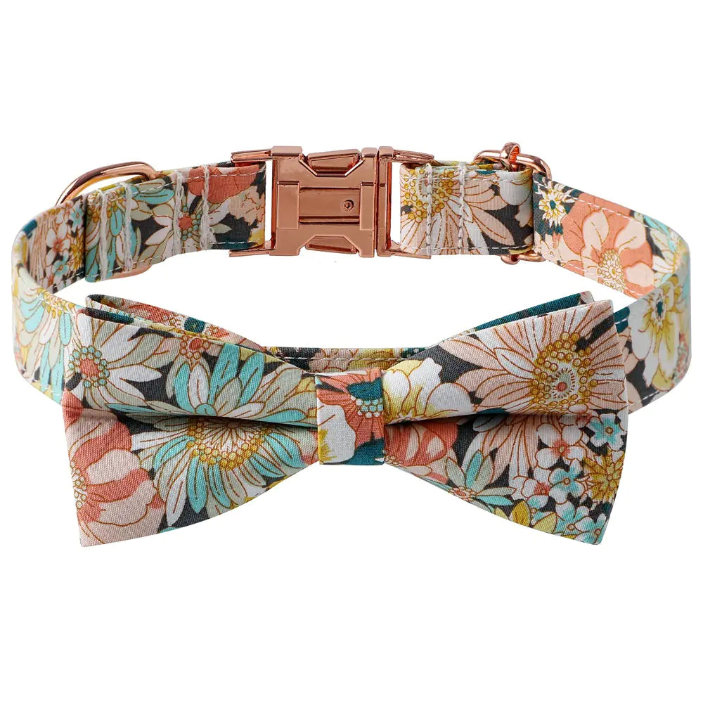 Floral Bow-tie Dog Collar