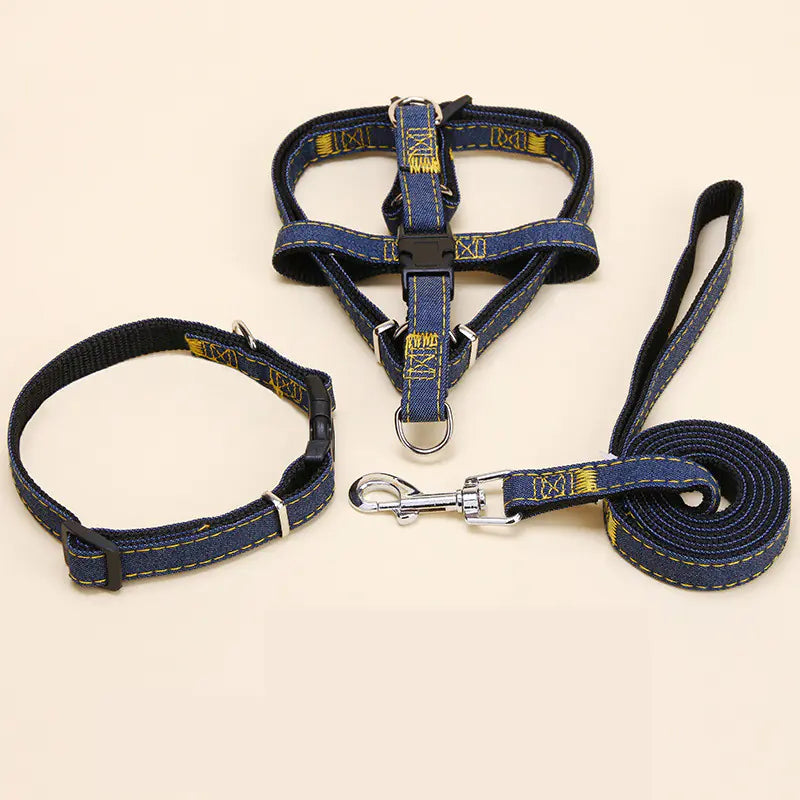 Denim Leash & Harness Set
