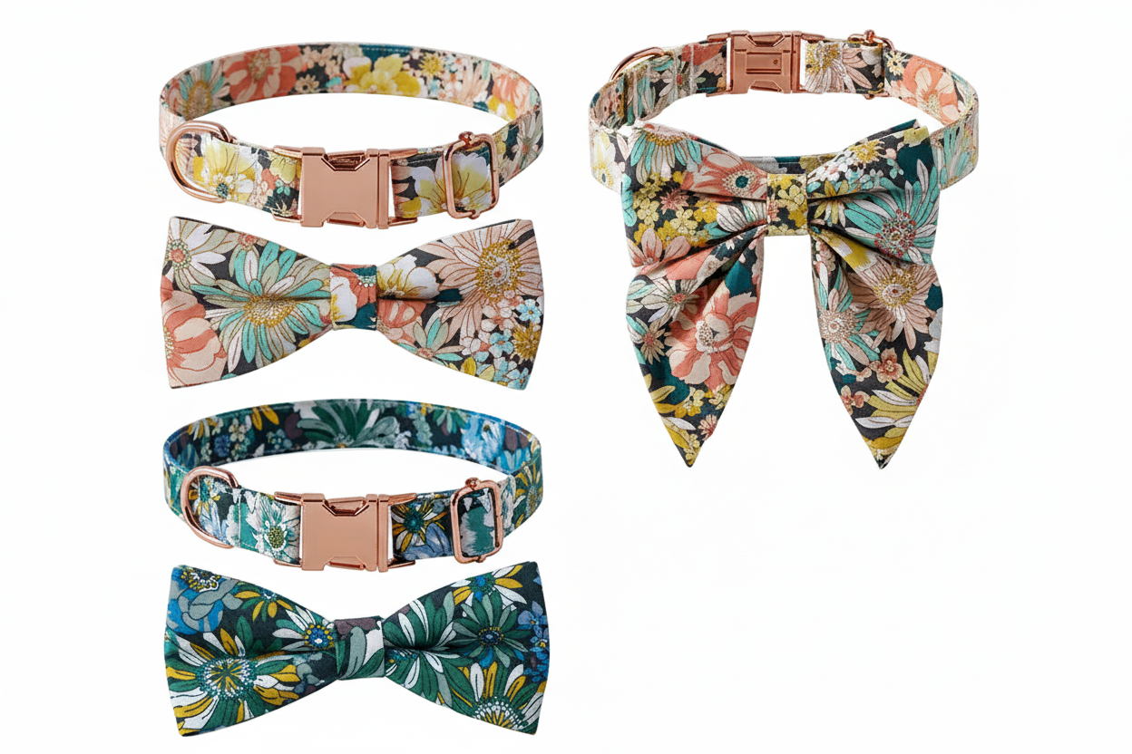 Floral Bow-tie Dog Collar