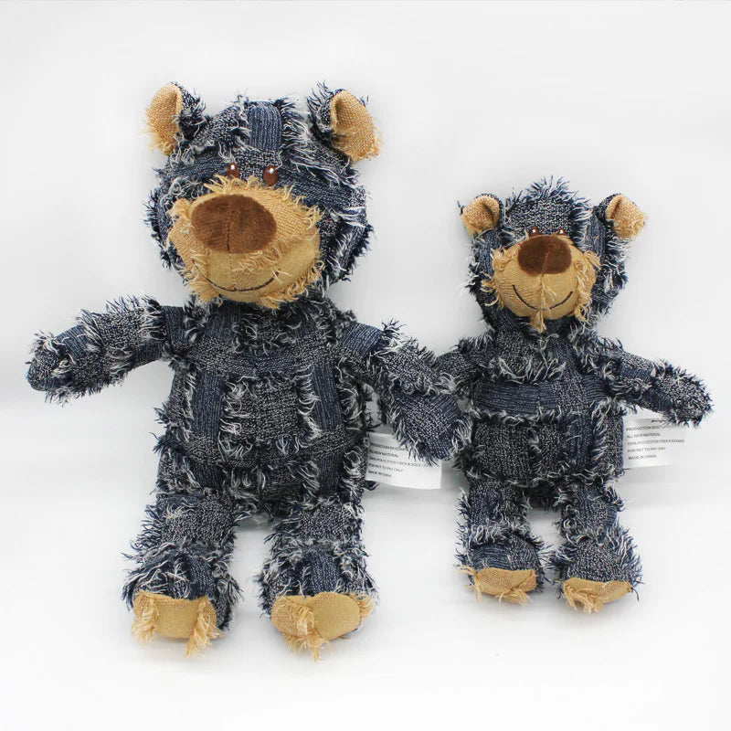 Patchwork Bear Squeaky Chew Toy