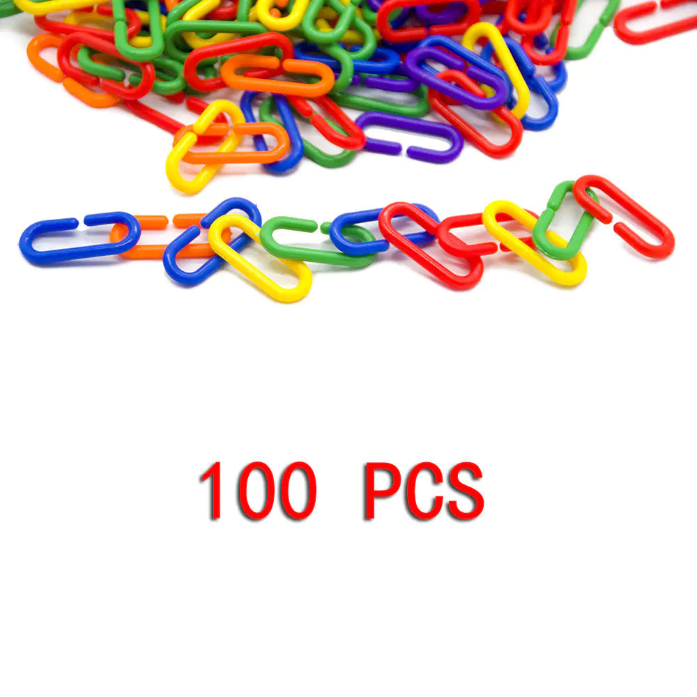 100PCS C-shaped Plastic Chain Buckle Bird Toy