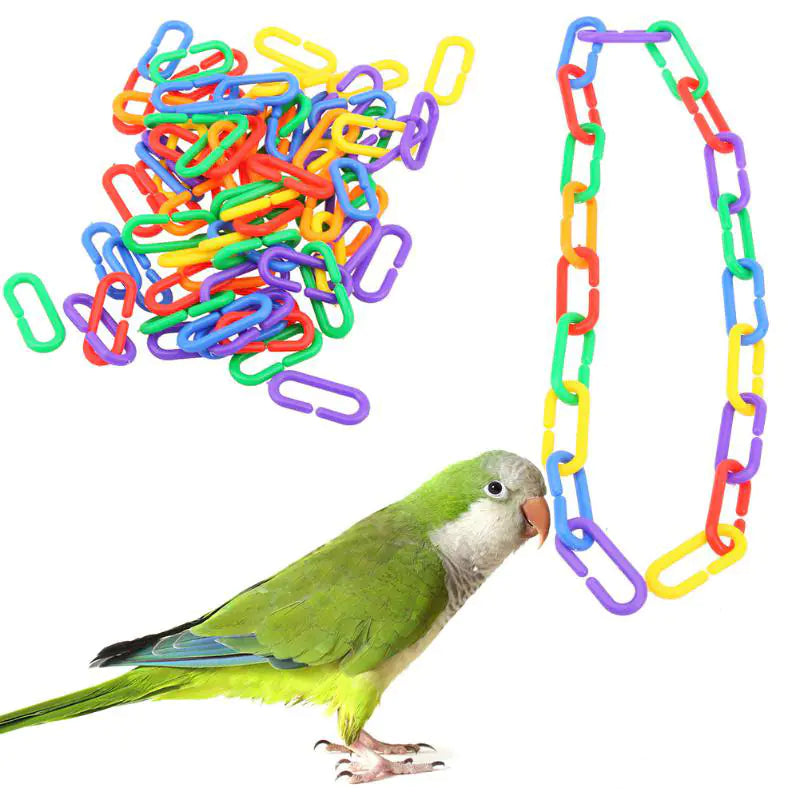 100PCS C-shaped Plastic Chain Buckle Bird Toy