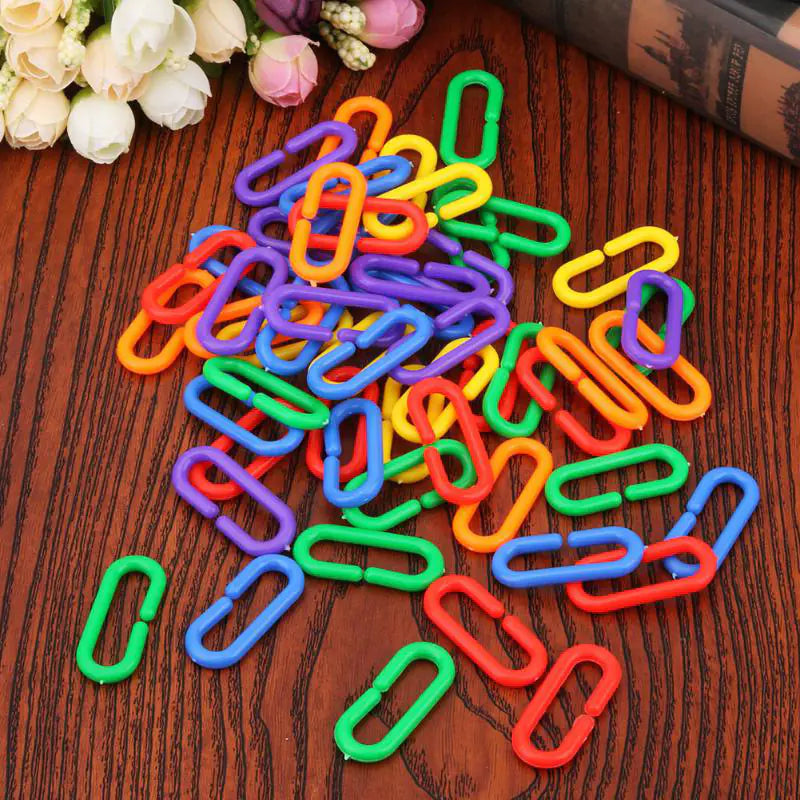 100PCS C-shaped Plastic Chain Buckle Bird Toy